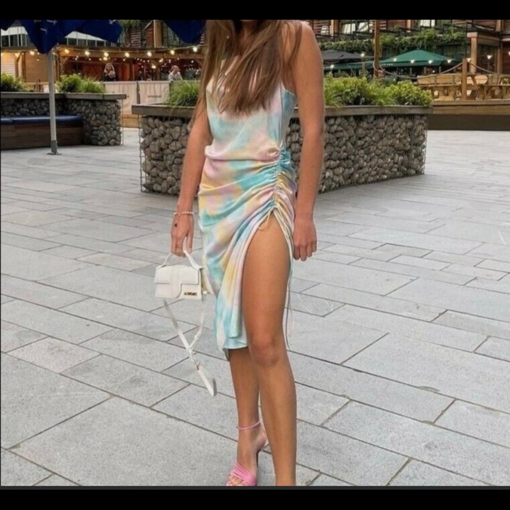 Zara tie dye slip midi dress - multicolor